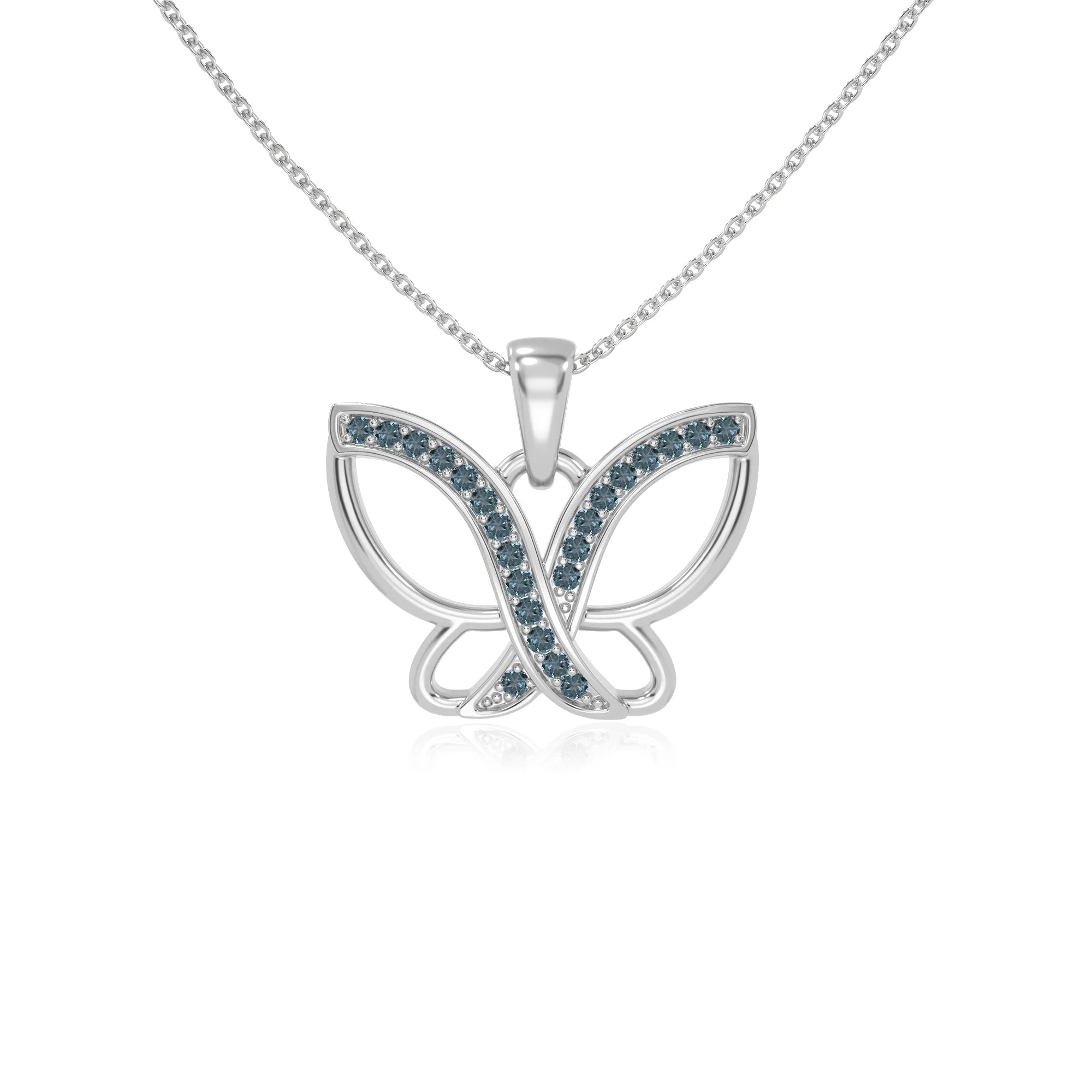 natural london-blue-topaz butterfly necklaces in sterling silver 