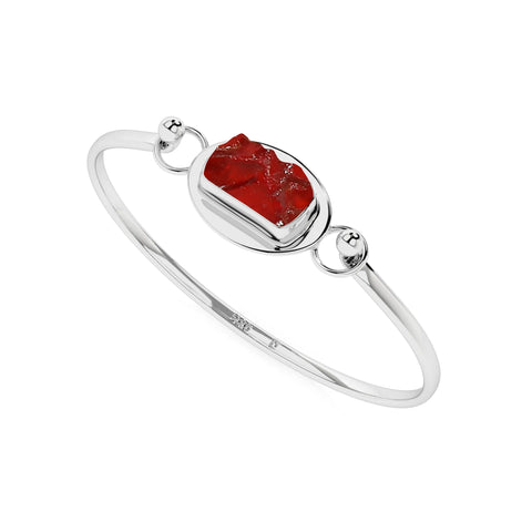 natural red-garnet rough shape twister bracelet