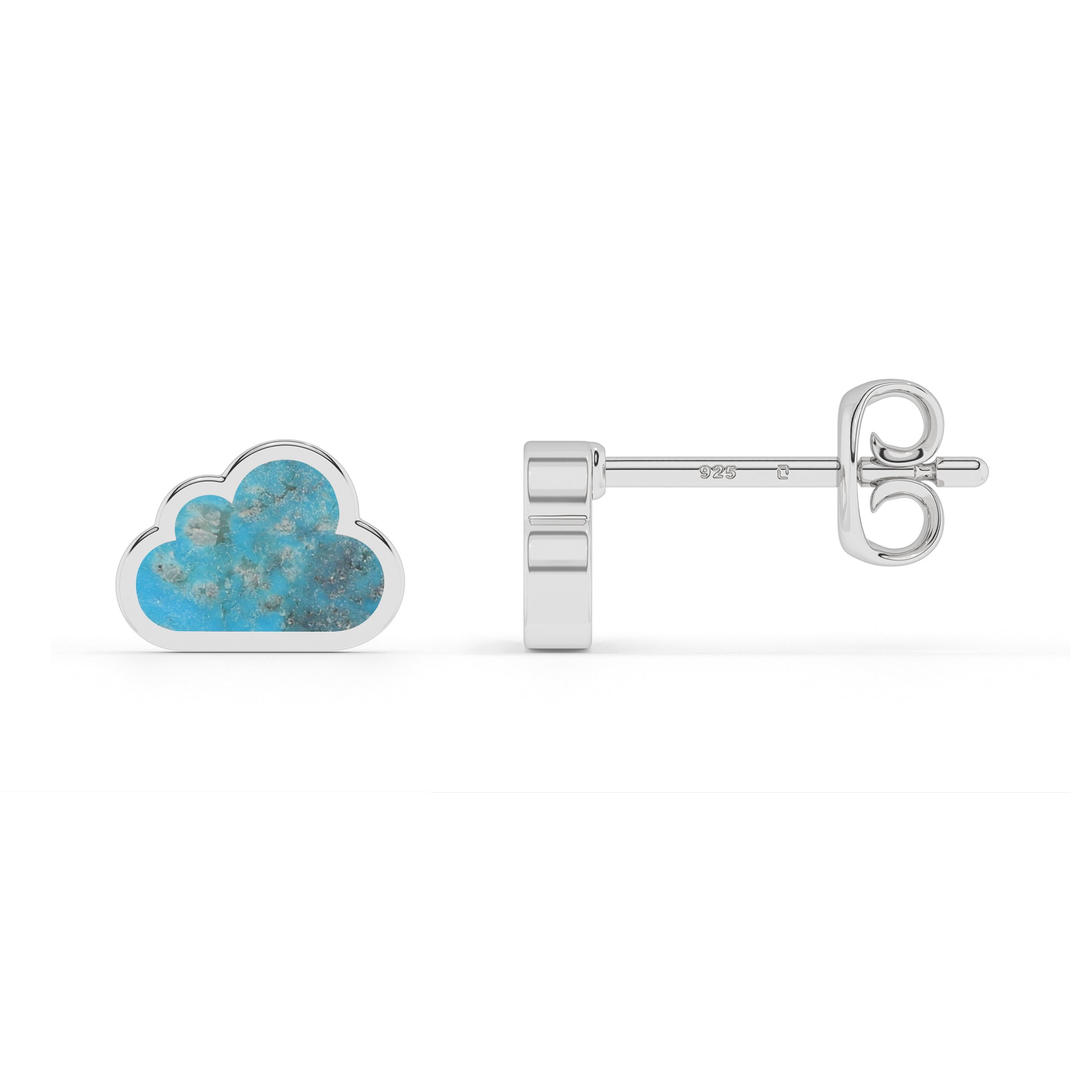 natural compressed turquoise cloud shape stud earrings