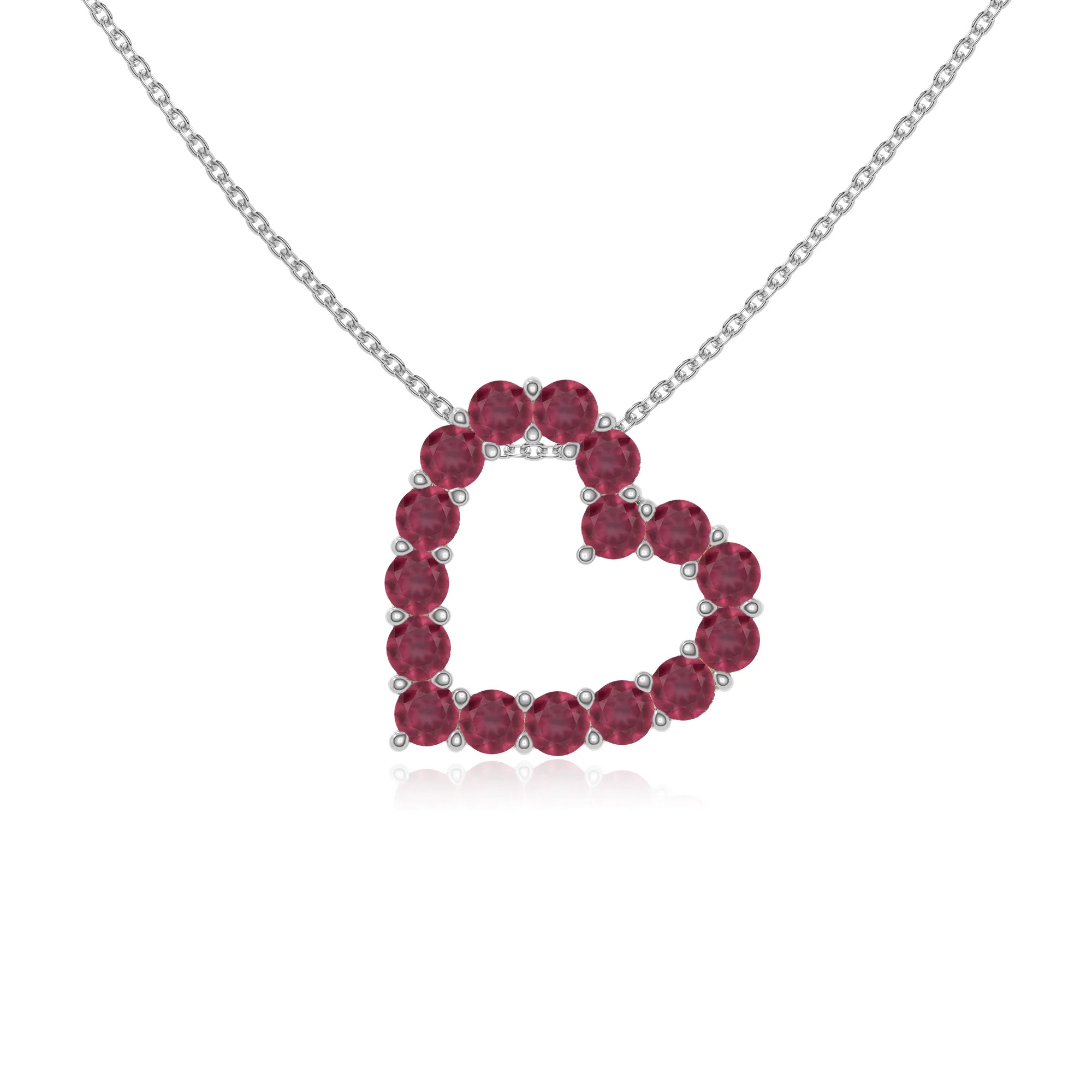 natural ruby heart necklaces in sterling silver 