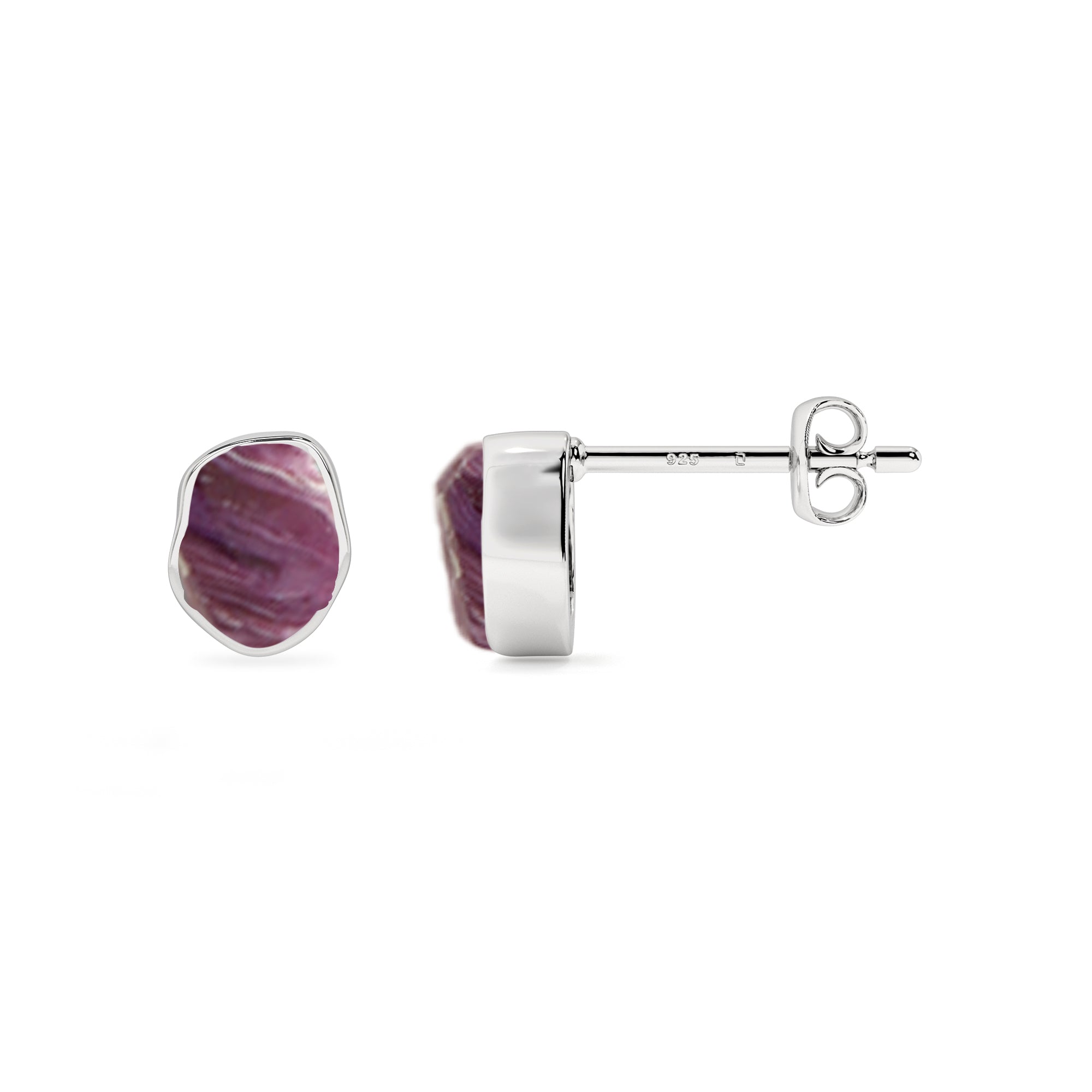 natural charoite rough shape stud earrings