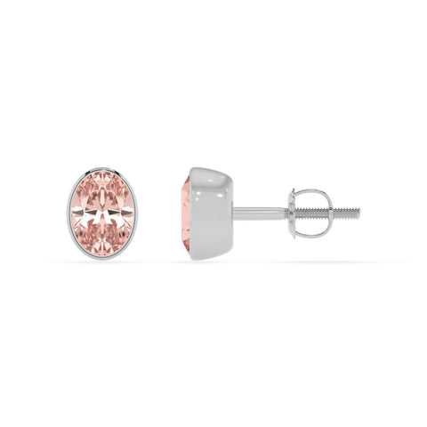 lab grown morganite oval stud earrings 