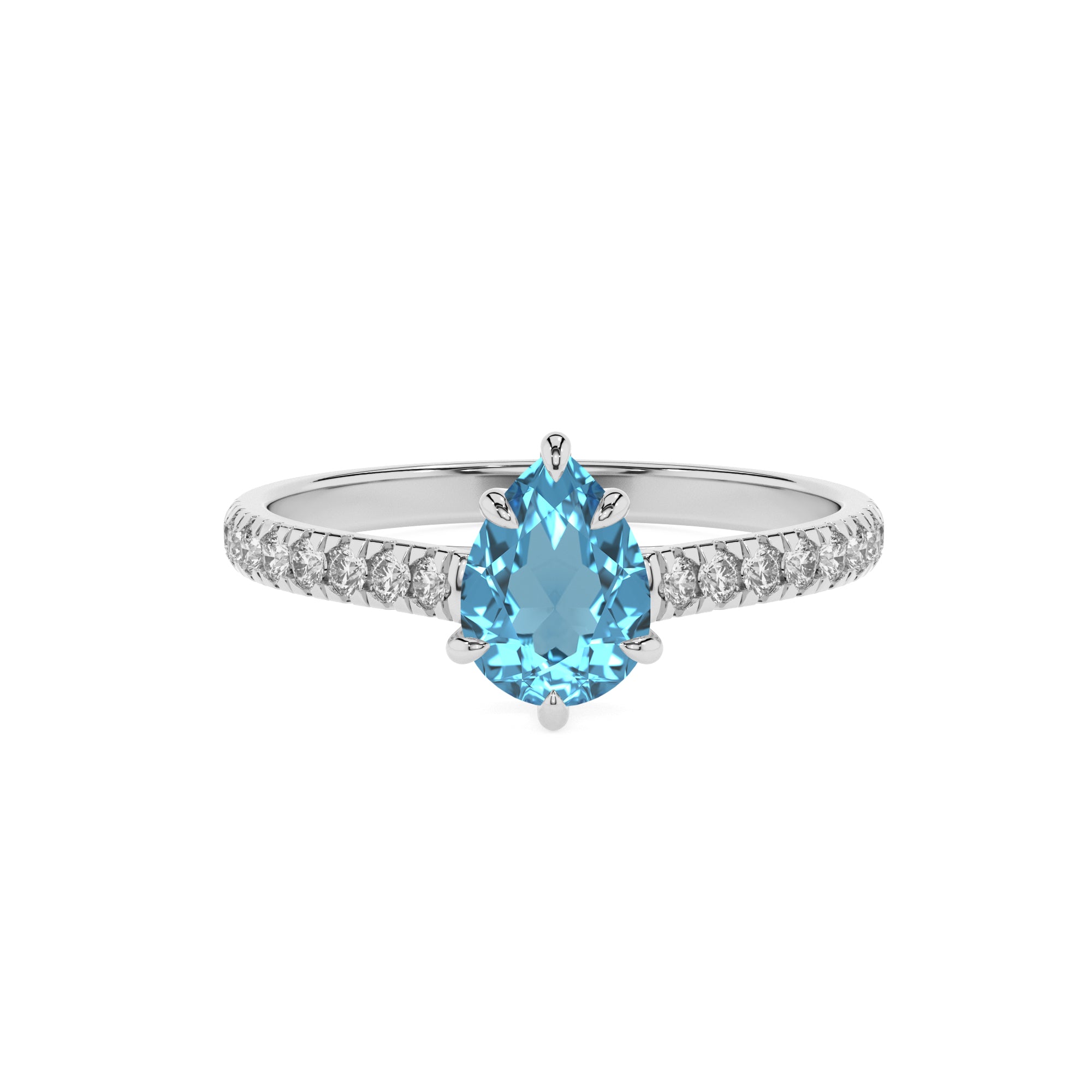 natural swiss blue topaz pear half eterity solitaire engagement ring