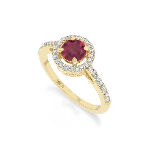 natural ruby solitaire halo engagement rings in yellow gold vermeil