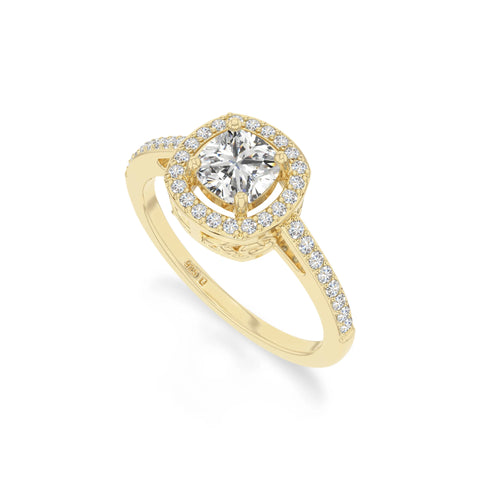 natural moissanite solitaire halo engagement rings in yellow gold vermeil