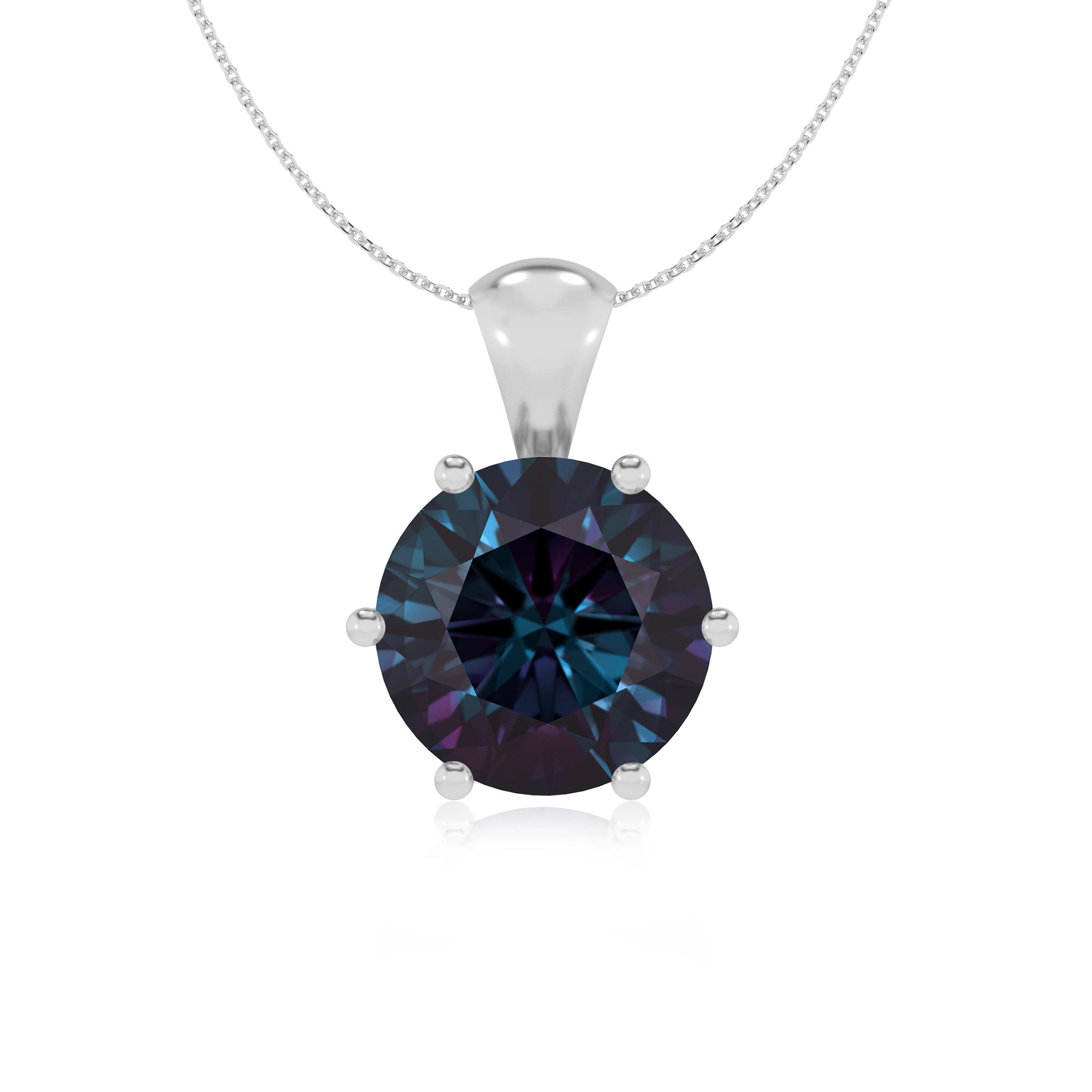 lab grown alexandrite round shape solitaire pendant necklace