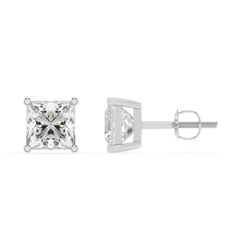 lab grown moissanite princess stud earrings 