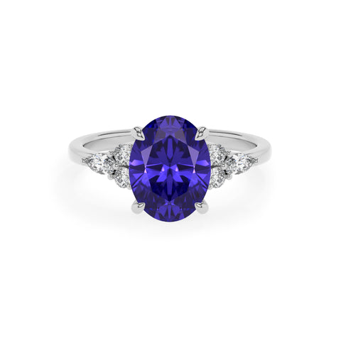 lab-grown tanzanite oval solitaire engagement ring