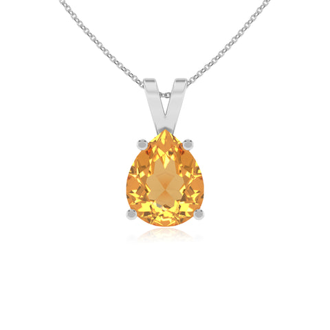 lab grown citrine pear shape solitaire v-bale pendant necklace