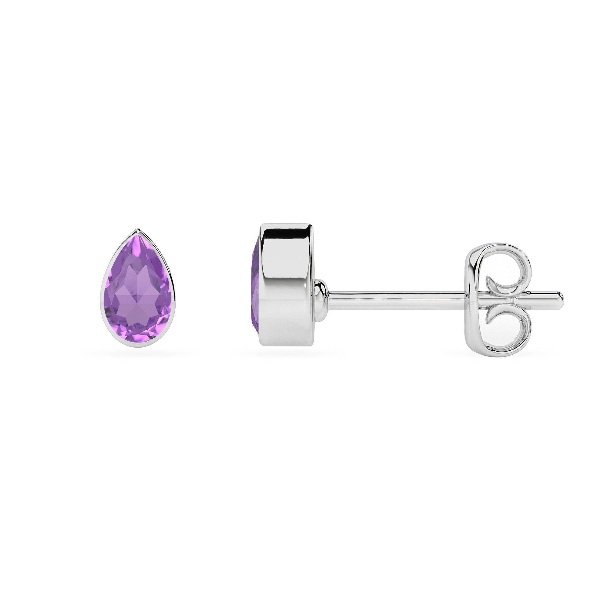 natural amethyst pear shape stud earrings