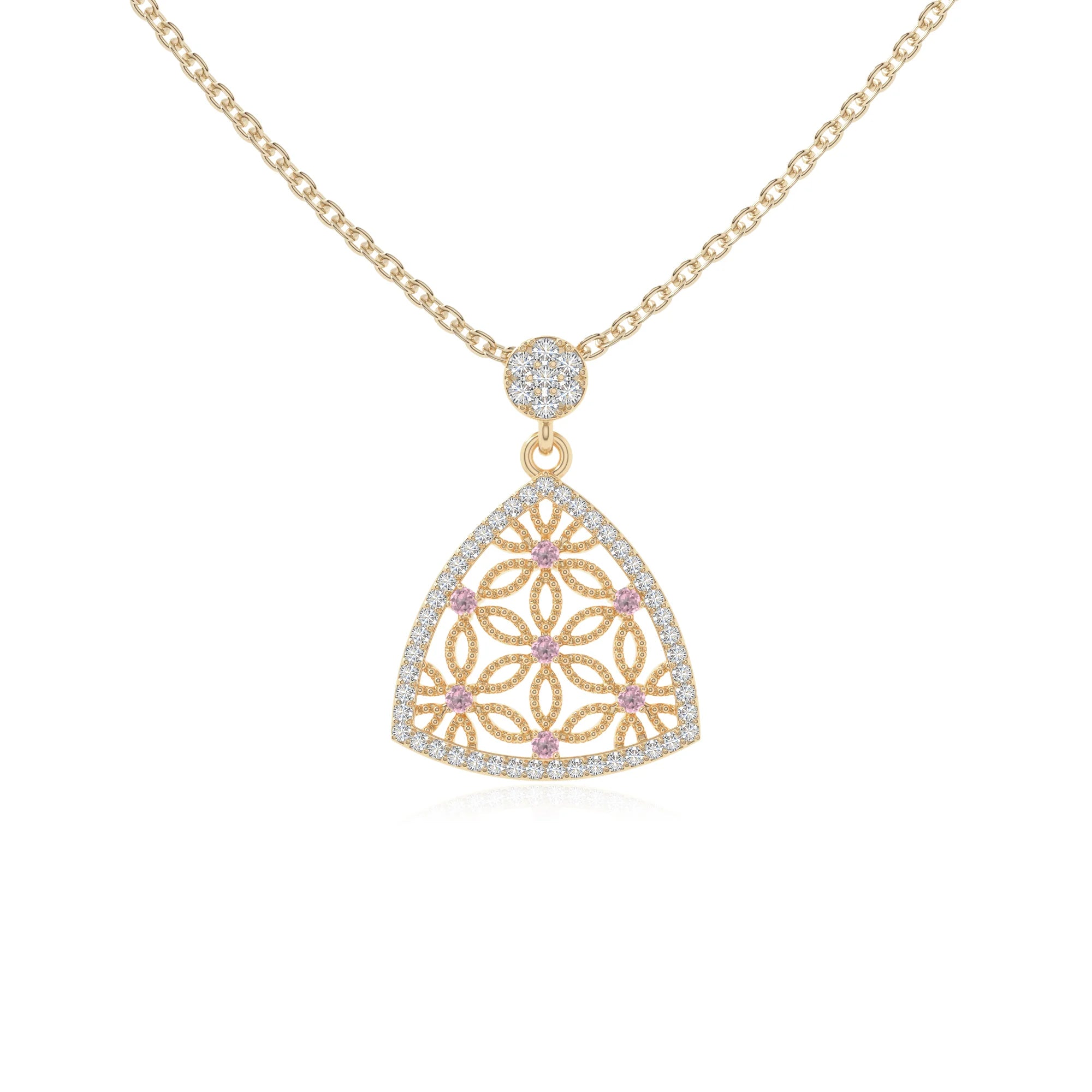 natural pink-tourmaline infinity love knot necklaces in yellow gold vermeil 