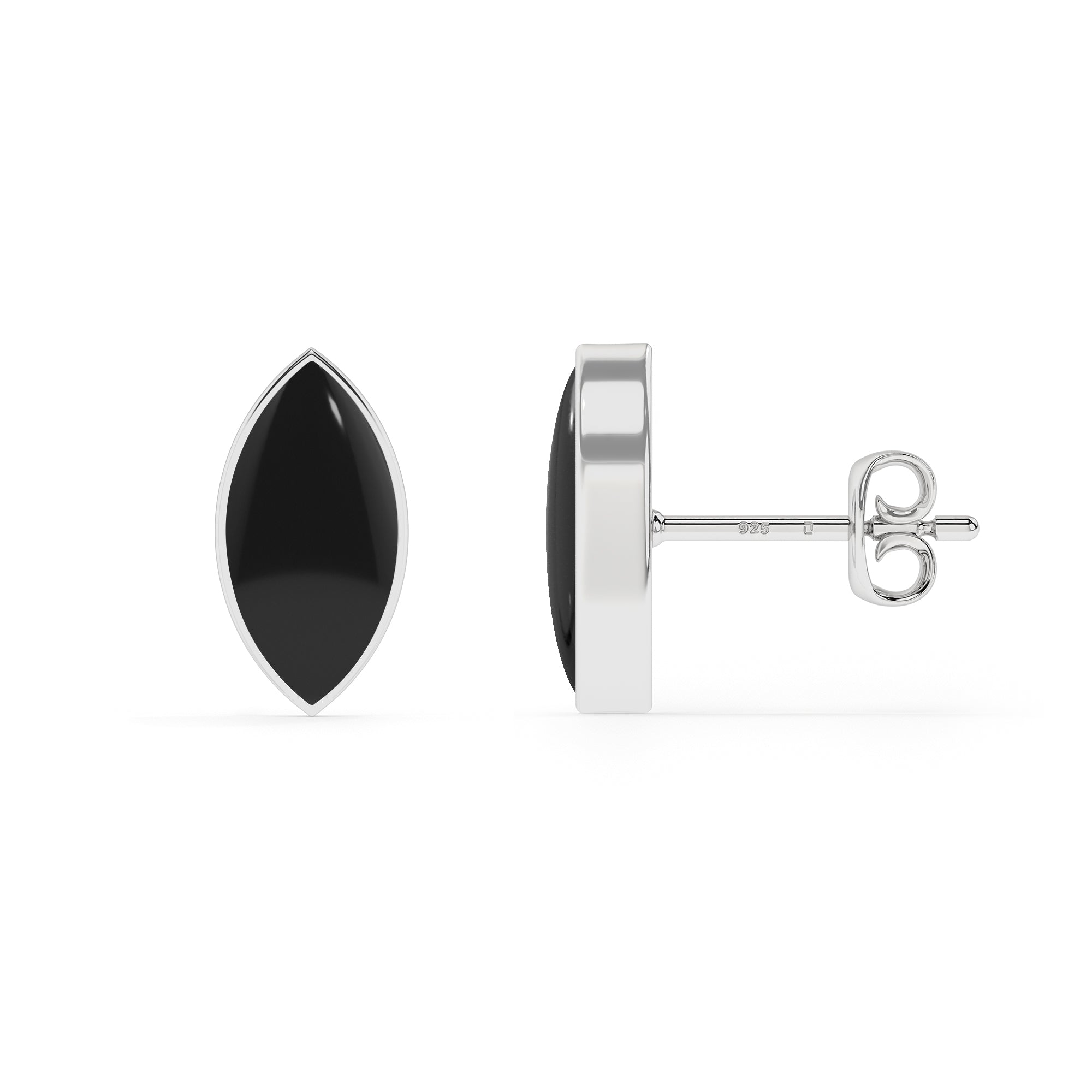 natural black onyx marquise shape stud earrings