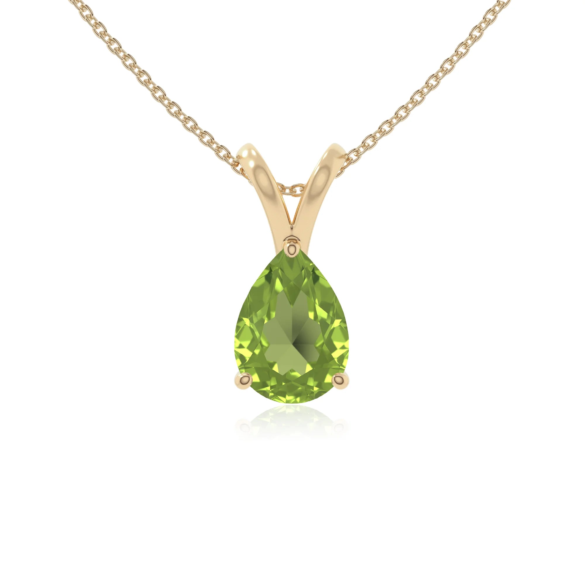 peridot v-bale solitaire necklaces in yellow gold vermeil 