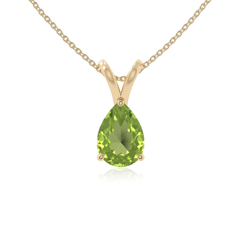 peridot v-bale solitaire necklaces in yellow gold vermeil 