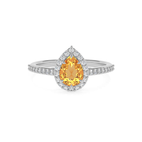 lab-grown citrine pear half eterity halo solitaire engagement ring