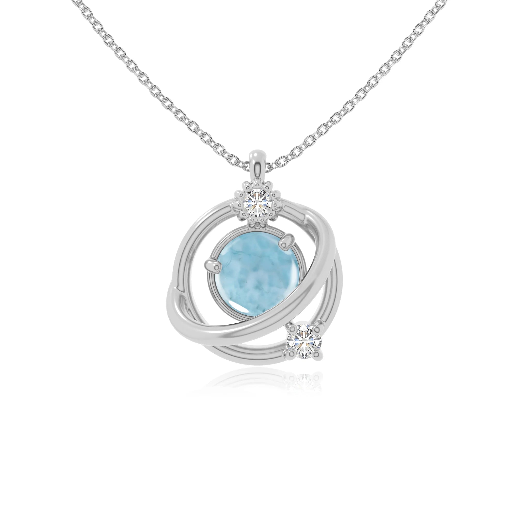 natural larimar galaxy necklaces in sterling silver 