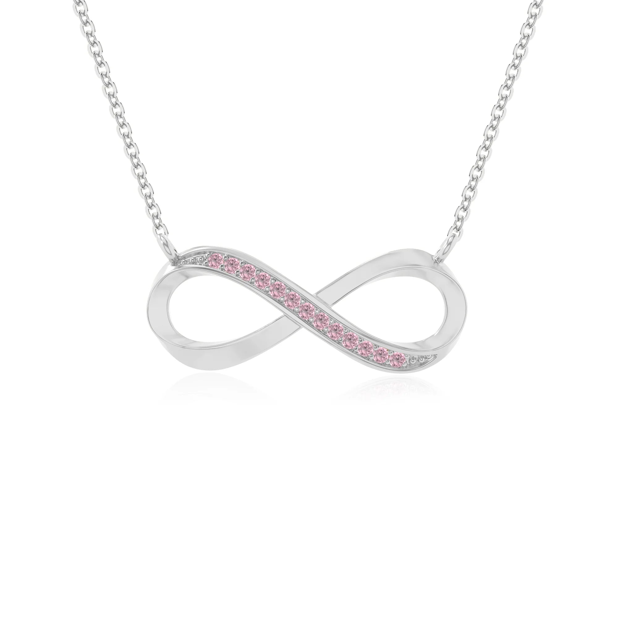 natural pink-tourmaline infinity necklaces in sterling silver 