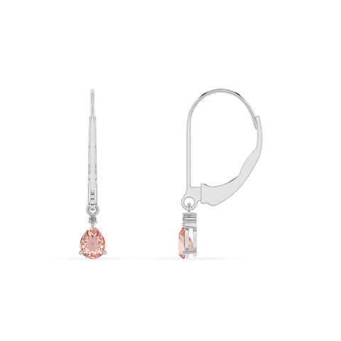 lab grown morganite pear dangle earrings with moissanite 