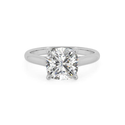 lab grown moissanite cushion solitaire engagement ring