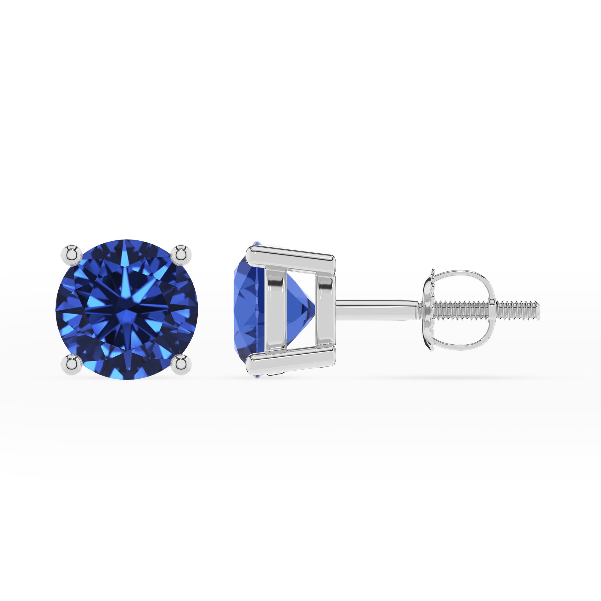 lab grown blue sapphire round stud earrings 