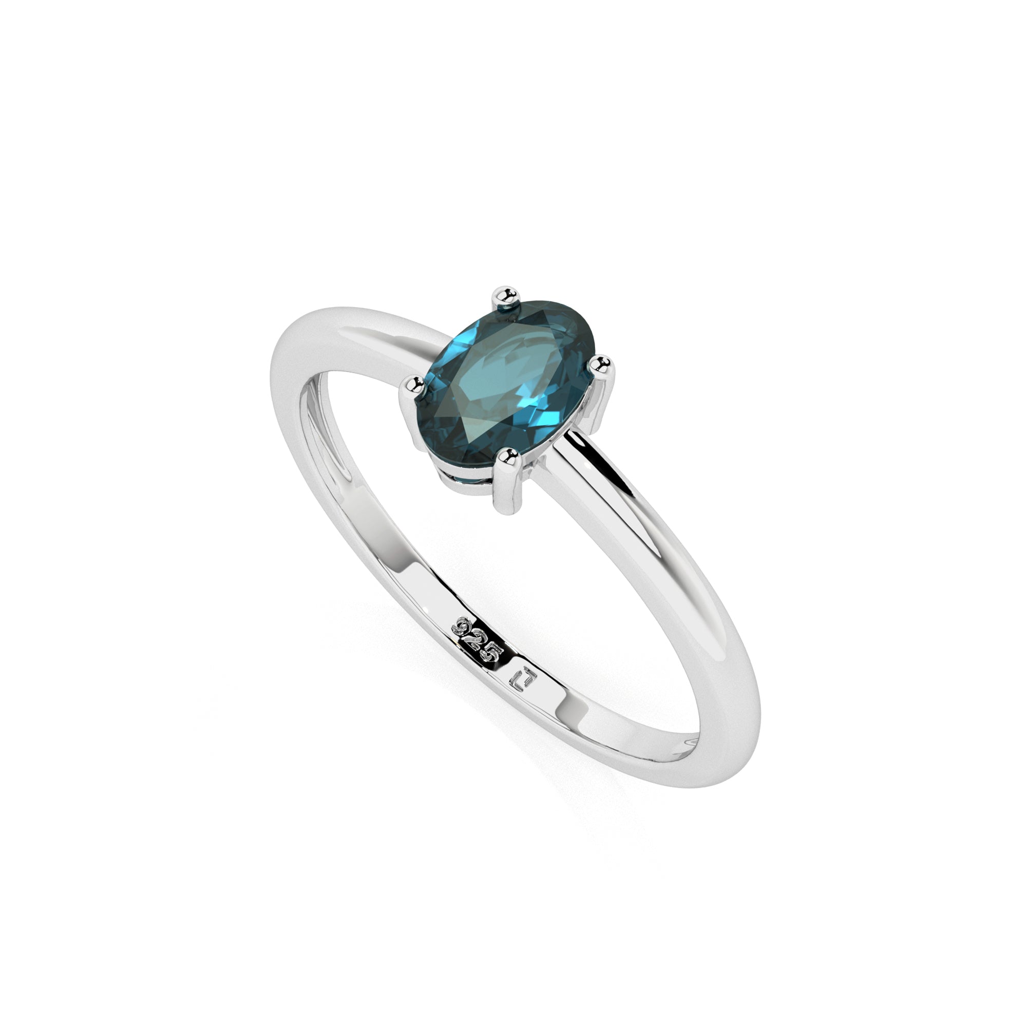 london blue topaz oval cut stackable prong-set ring