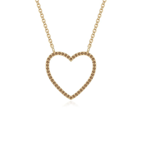 natural citrine heart necklaces in yellow gold vermeil 