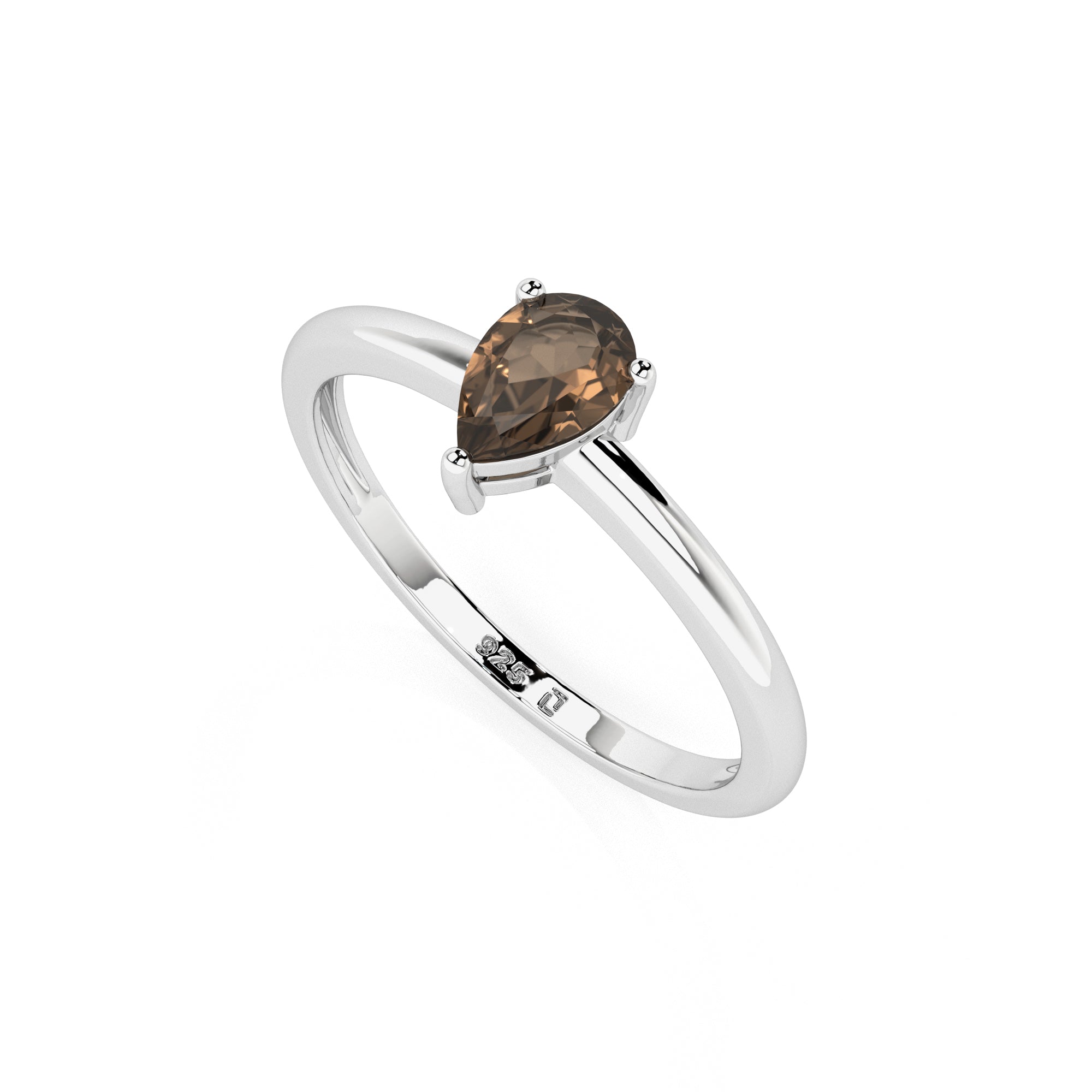 smoky quartz pear cut stackable prong-set ring