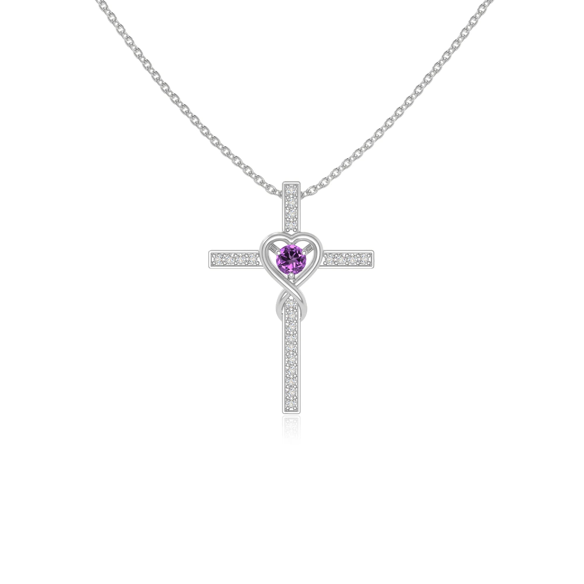 natural amethyst infinity cross necklaces in sterling silver 