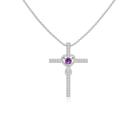 natural amethyst infinity cross necklaces in sterling silver 
