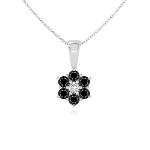 natural black-onyx flower necklaces in sterling silver 