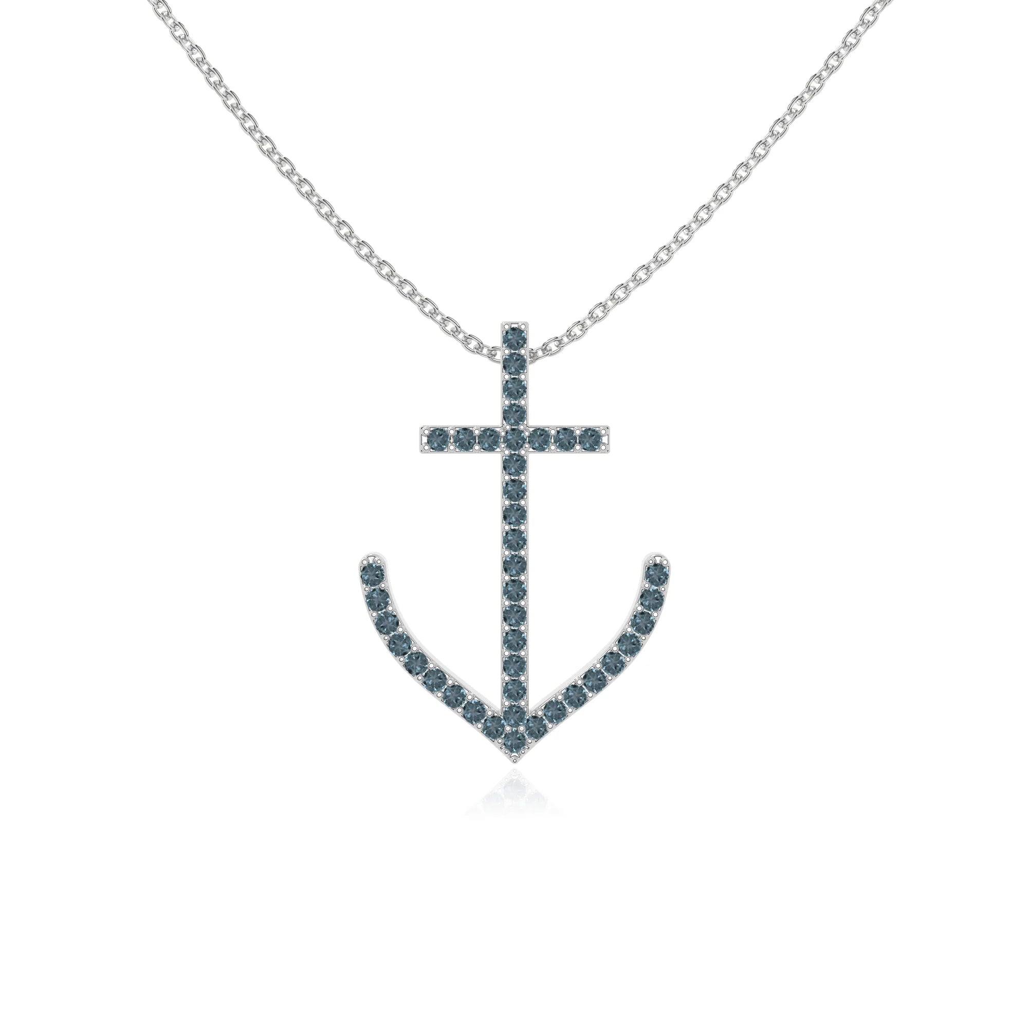 natural london-blue-topaz anchor necklaces in sterling silver 
