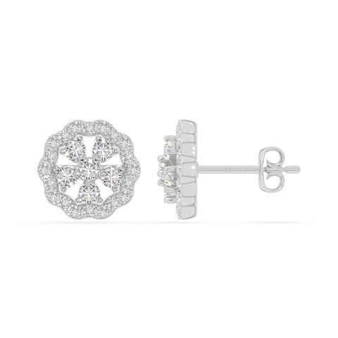 moissanite flower stud earrings in sterling silver 