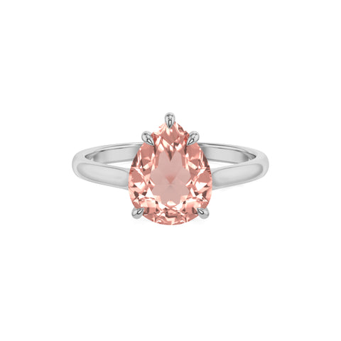 natural morganite pear solitaire engagement ring