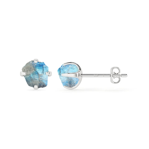 natural rainbow moonstone rough shape stud earrings