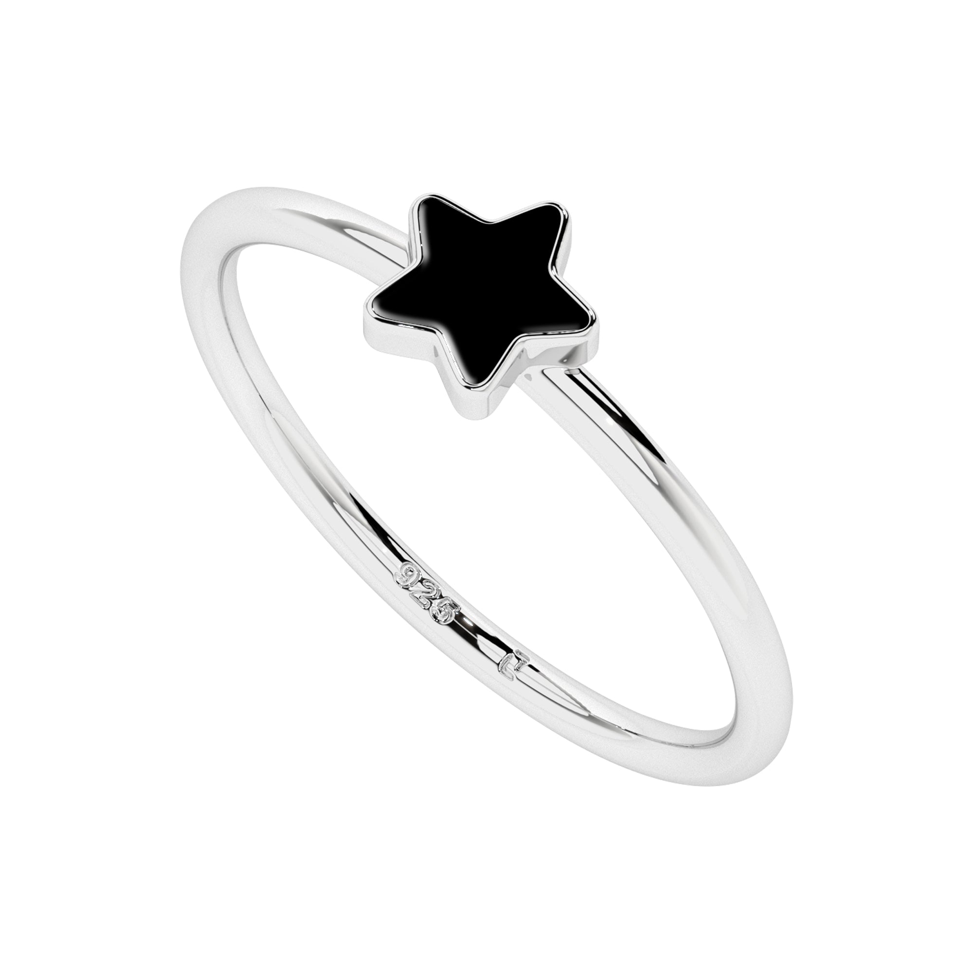 black tourmaline star shape stackable bezel-set ring