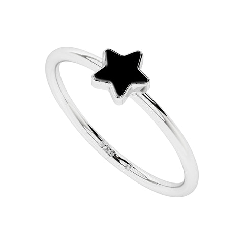 black tourmaline star shape stackable bezel-set ring