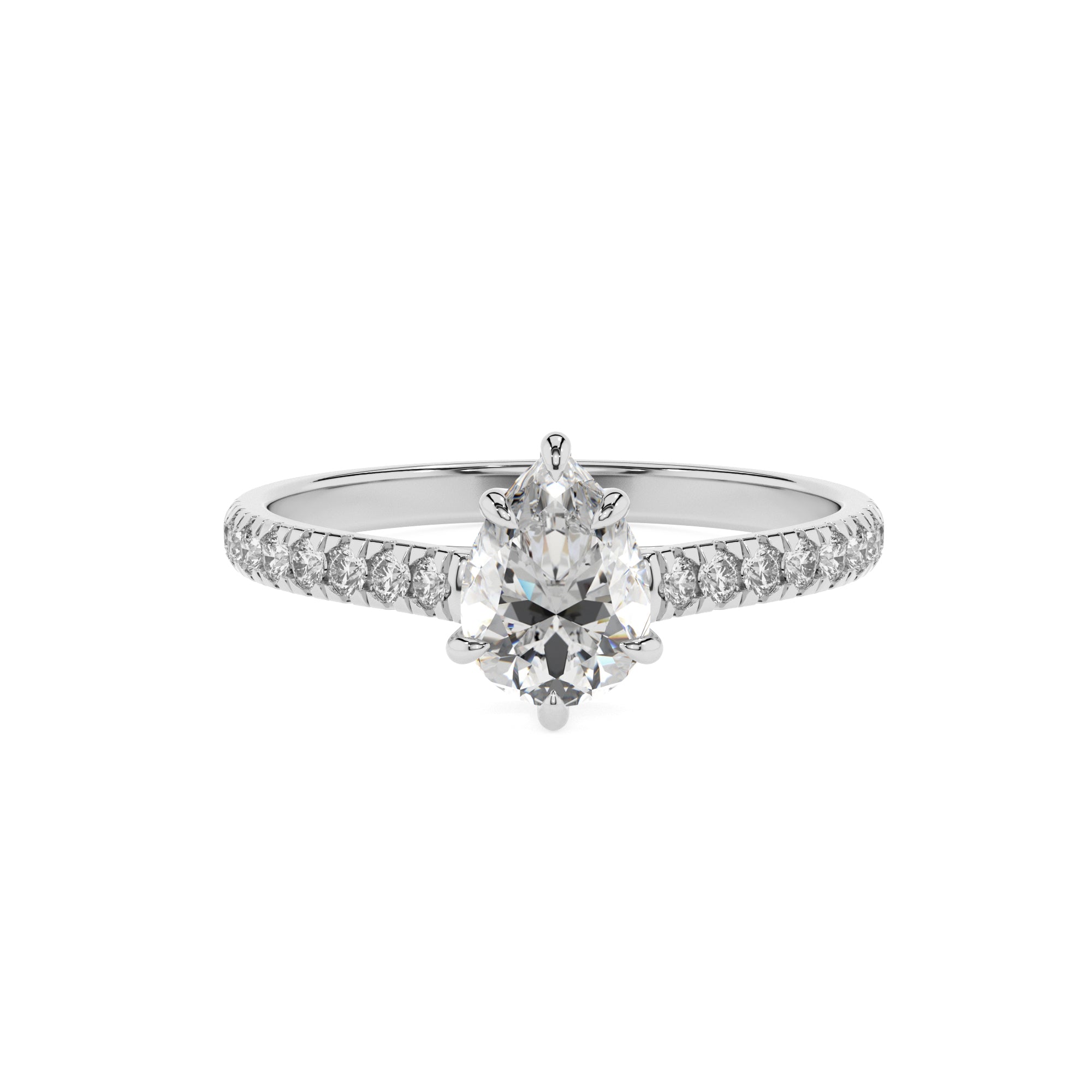 lab-grown moissanite pear half eterity solitaire engagement ring