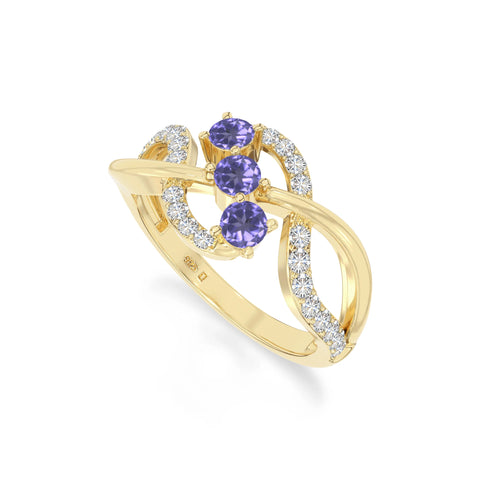 natural tanzanite infinity promise rings in yellow gold vermeil