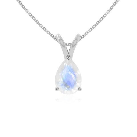 rainbow moonstone v-bale solitaire necklaces in sterling silver 