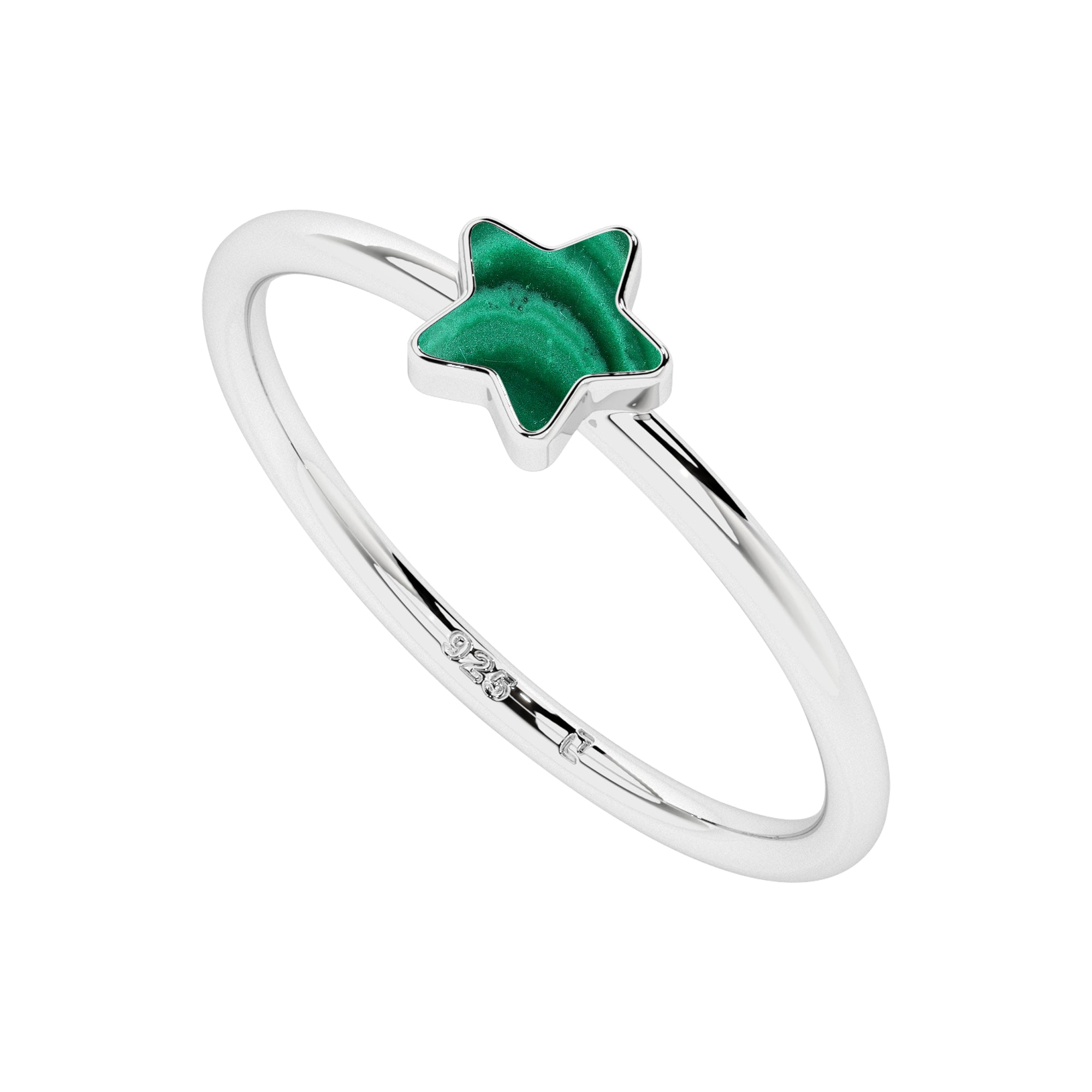 malachite star shape stackable bezel-set ring