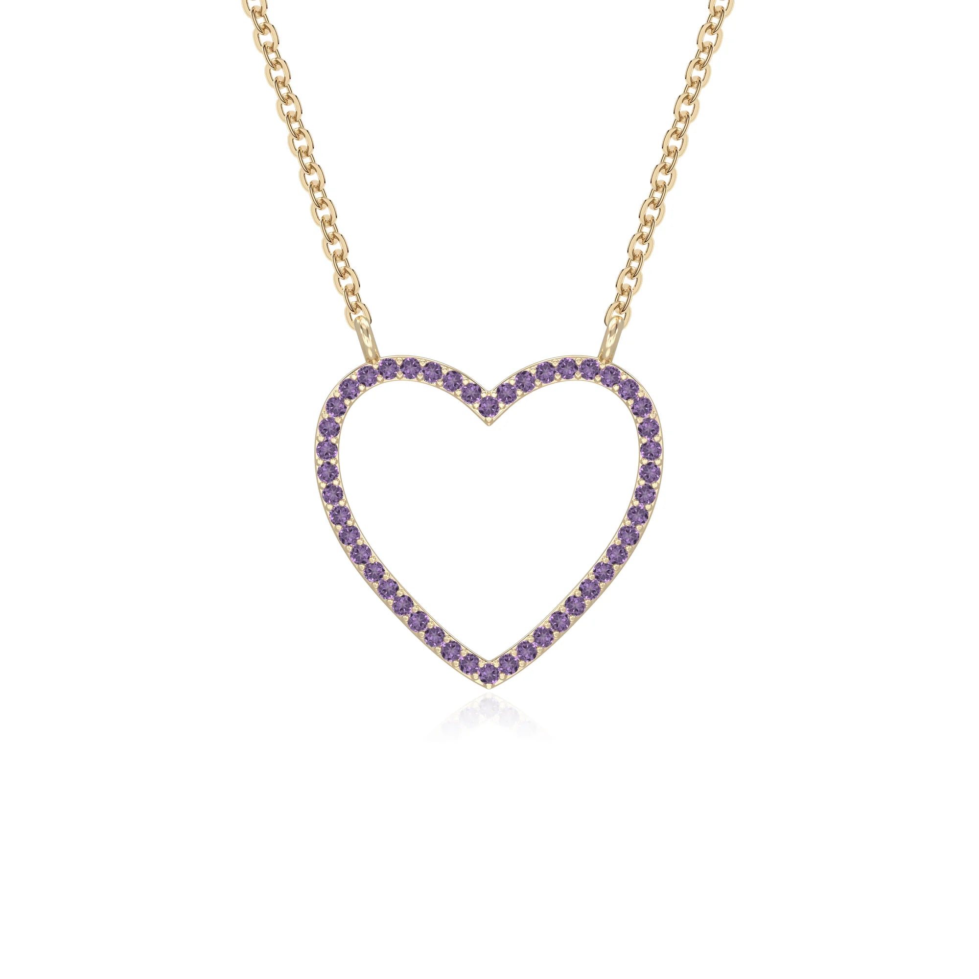 natural amethyst heart necklaces in yellow gold vermeil 
