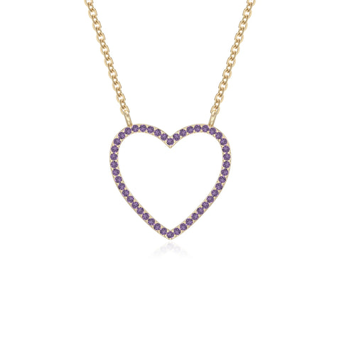 natural amethyst heart necklaces in yellow gold vermeil 