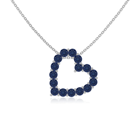natural blue-sapphire heart necklaces in sterling silver 