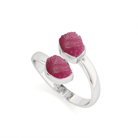 ruby rough shape stackable bezel-set ring