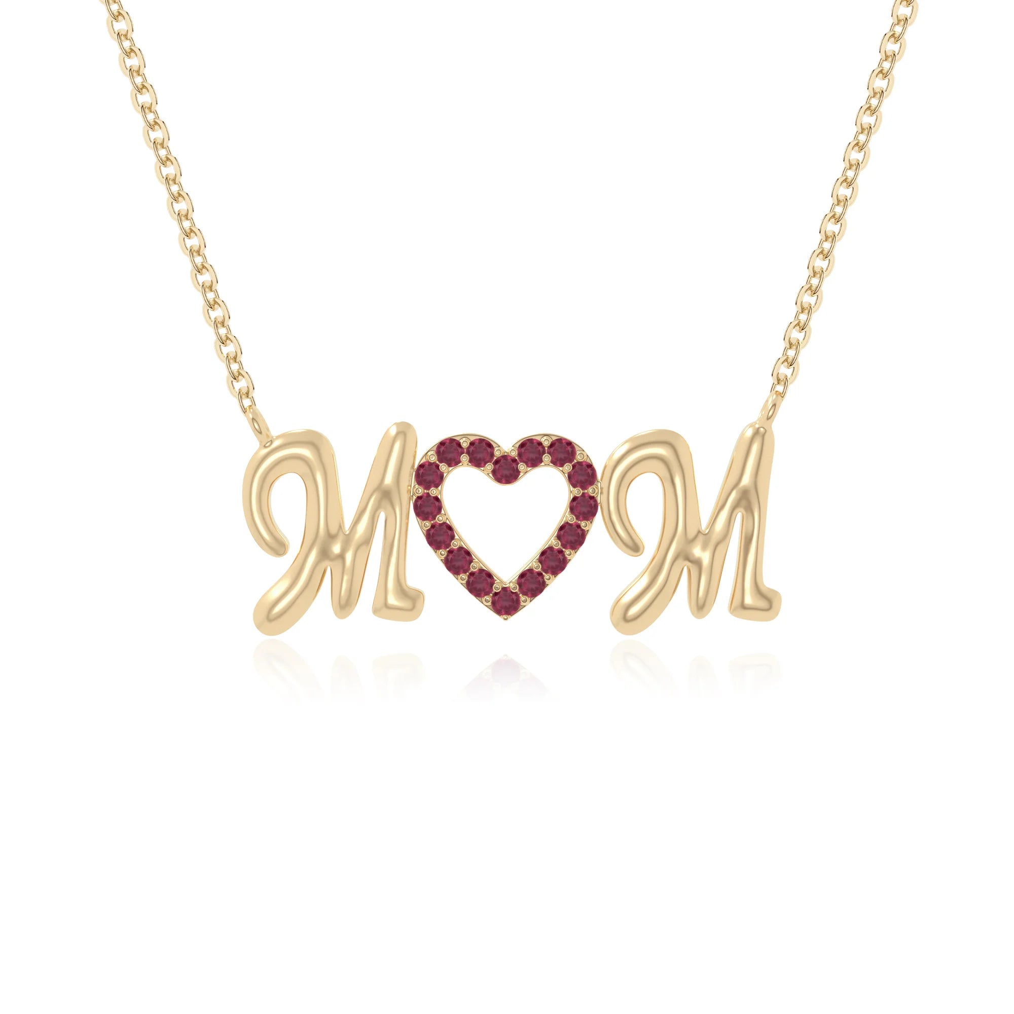 natural ruby mom heart necklaces in yellow gold vermeil 