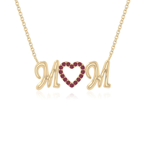 natural ruby mom heart necklaces in yellow gold vermeil 