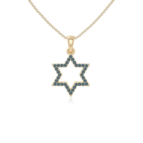 natural london-blue-topaz star of david necklaces in yellow gold vermeil 