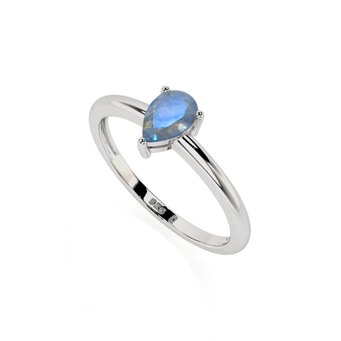 labradorite pear cut stackable prong-set ring