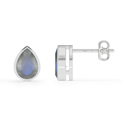 natural labradorite pear shape stud earrings