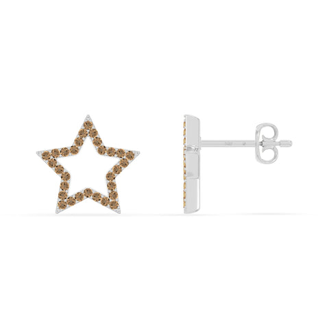 natural citrine star stud earrings in sterling silver 